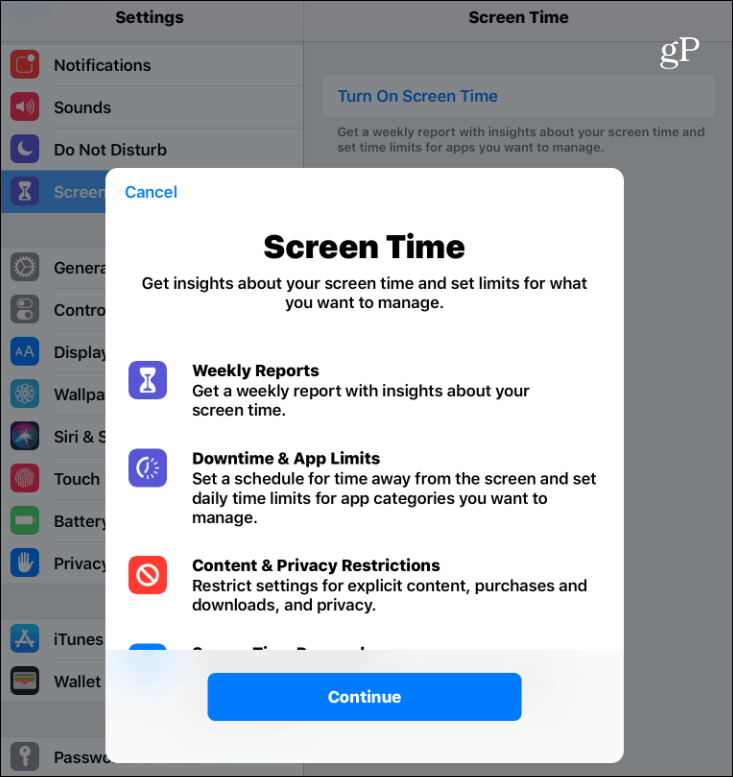 Luba ekraaniaeg iOS 12