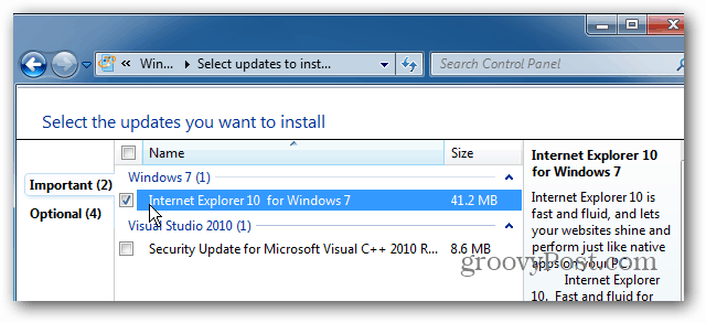 Kuidas naasta Internet Explorer 9 juurde Internet Explorer 10 eelvaatega Windows 7 jaoks