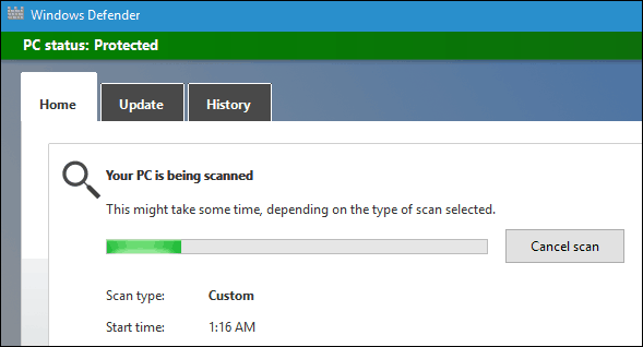 Windows Defenderi skannimine
