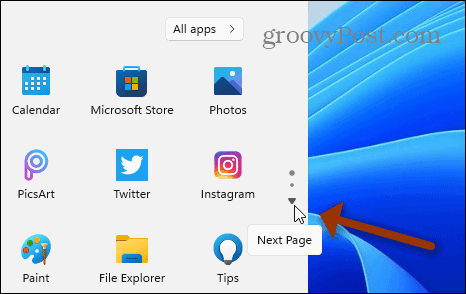 Järgmine leht Käivitage Windows 11