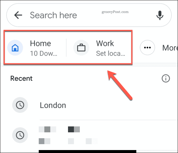 Google Mapsi kodu ja töökoha aadresside ikoonid