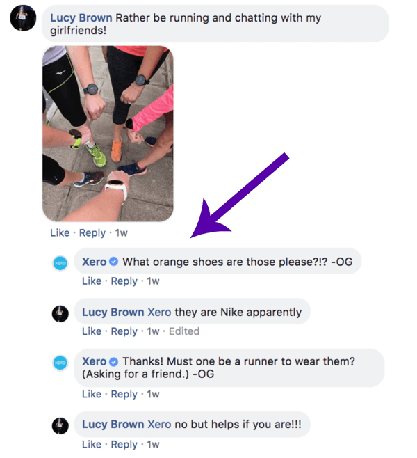 Näide Xero kommenteerimisest Facebooki postituses.
