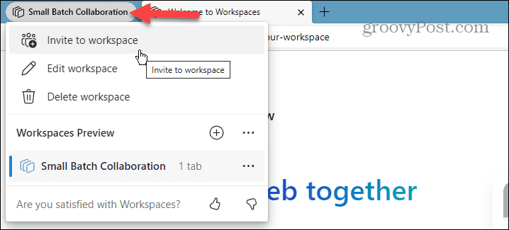 Microsoft Edge'i tööruumid
