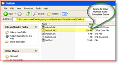 Tühjendage Outlooki automaatne täielik vahemälu - Windows XP