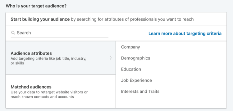 Kes on teie sihtrühm jaotises LinkedIn Campaign Manager