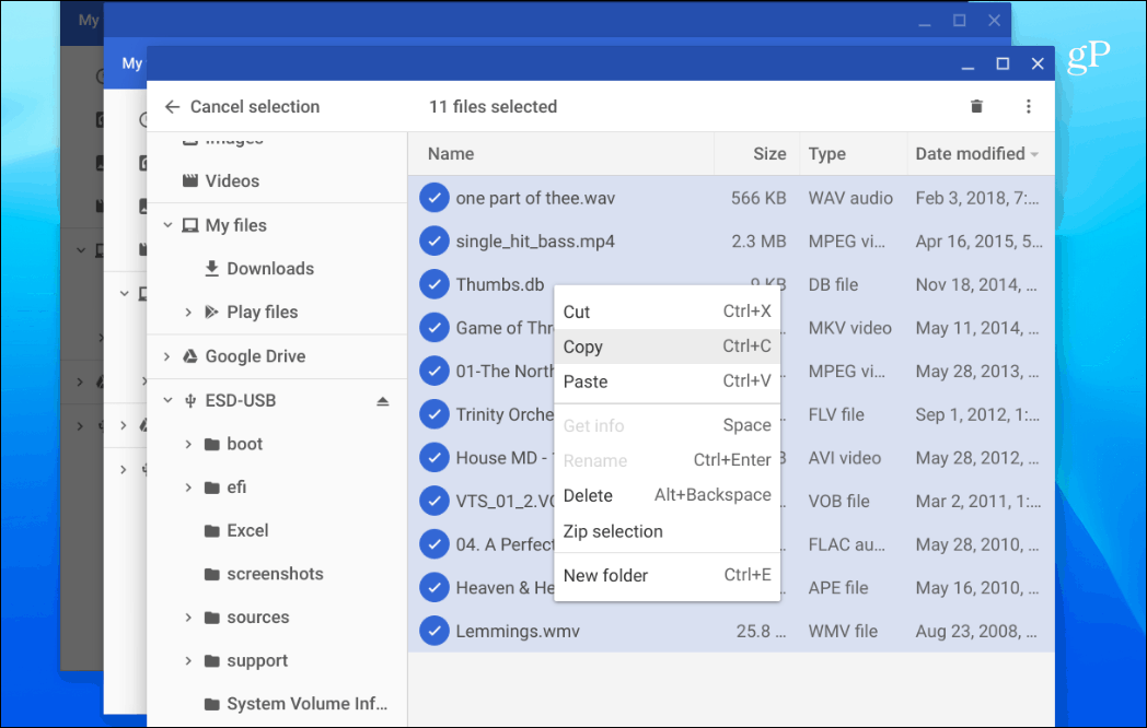 Kopeeri failid Chromebook