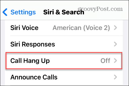 Lõpetage telefonikõne ja FaceTime'i kõned Siriga