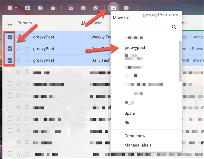 Gmaili postituste teisaldamine