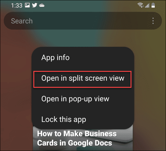 kuidas Androidi ekraani poolitada