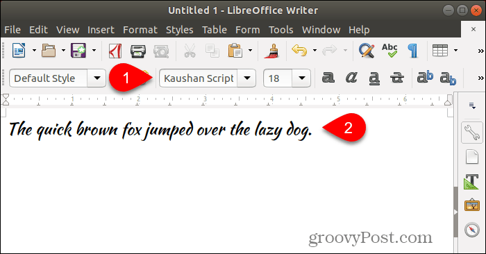 Uue fondi kasutamine rakenduses LibreOffice Writer