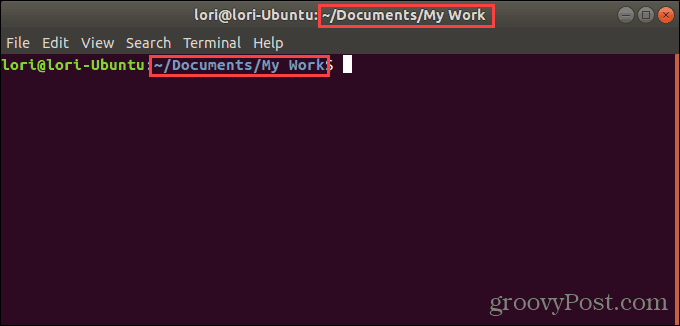 Terminali aken on avatud konkreetsesse kausta Ubuntu Linuxis