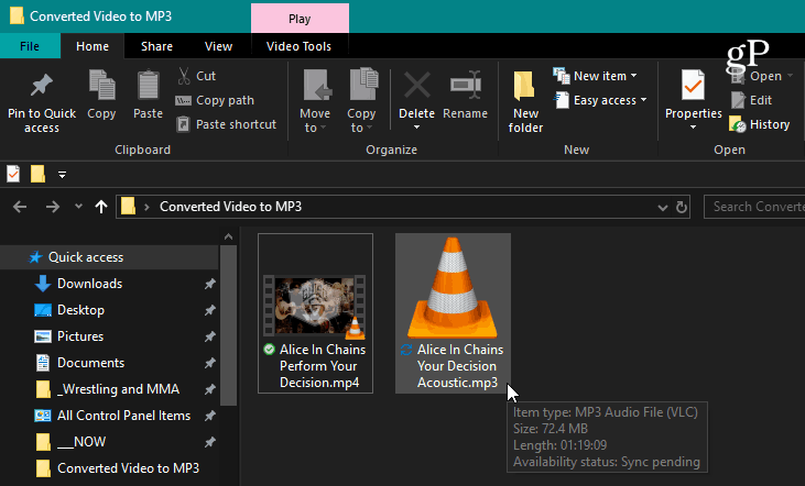 Valmis konverteeritud VLC-fail