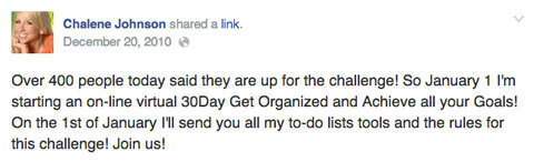 chalene johnson 30 päeva väljakutse facebooki postitus