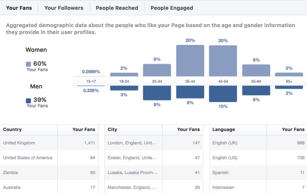 Facebooki statistika vaatajaskonna demograafiliste andmete kohta.