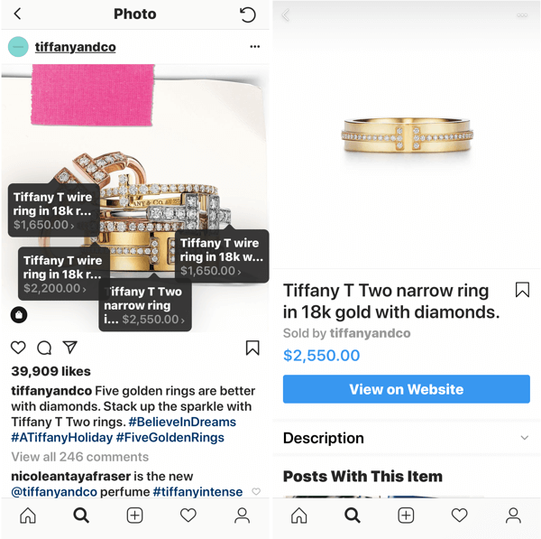 Kuidas parandada oma Instagrami fotosid, Tiffany & Co ostetav pildipostitus