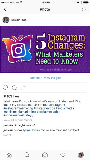 instagram edendab postitust