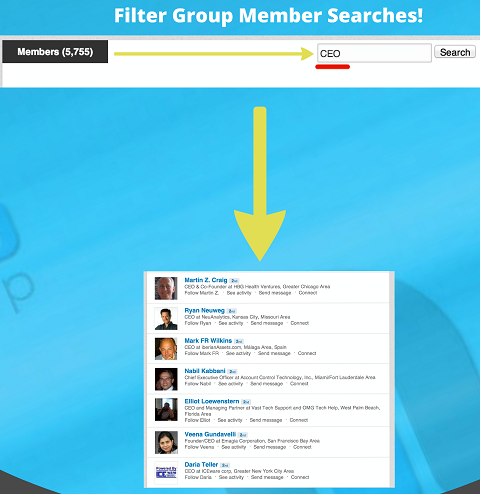 filtreeritud grupi liikme otsing