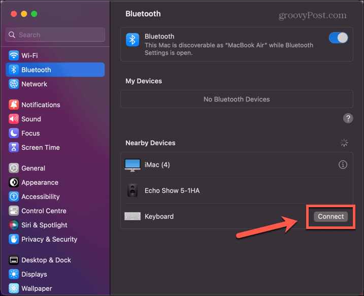 mac ühendab Bluetoothi ​​klaviatuuri