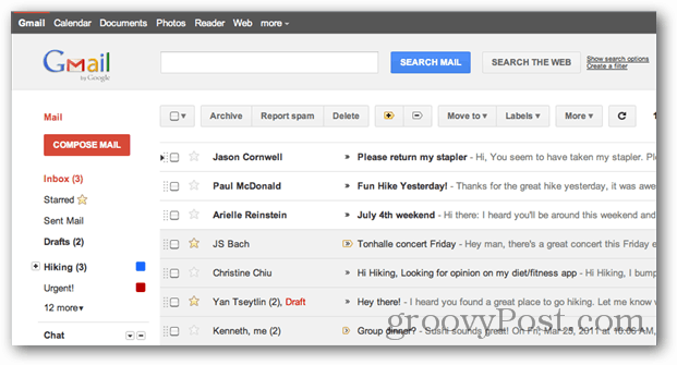 Gmaili kasutajaliidese ümberkujundamine