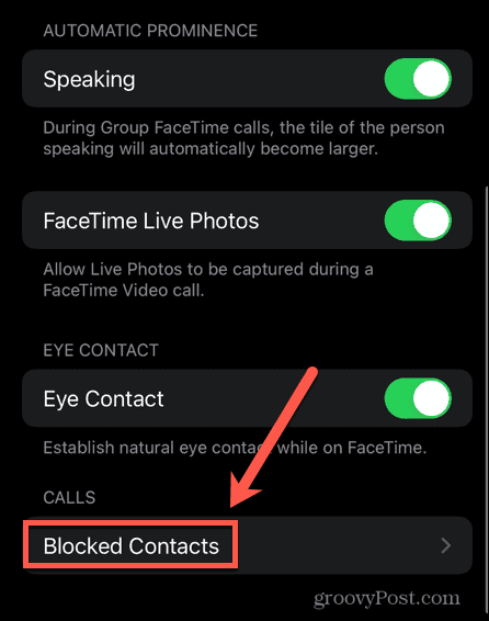 iphone facetime blokeeritud kontaktid