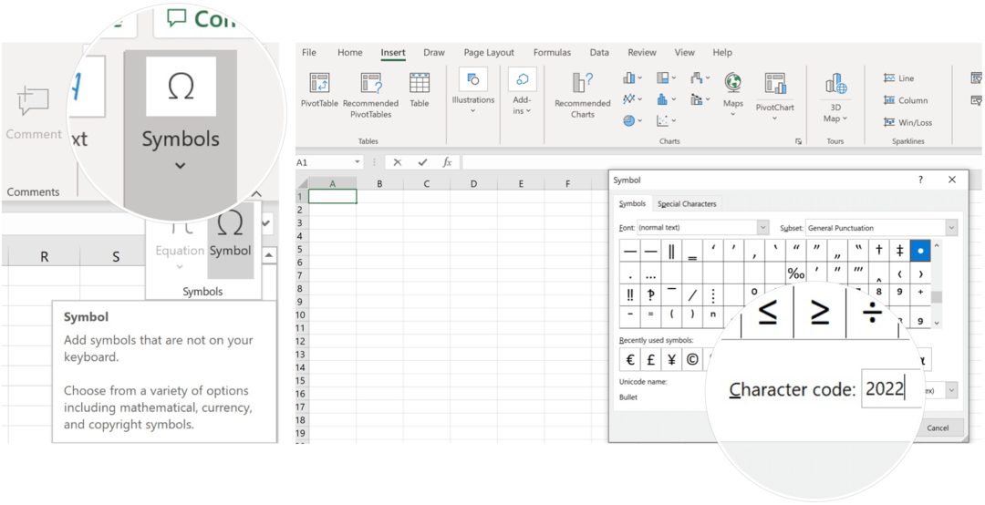 Sisestage Microsoft Excelis sümbol