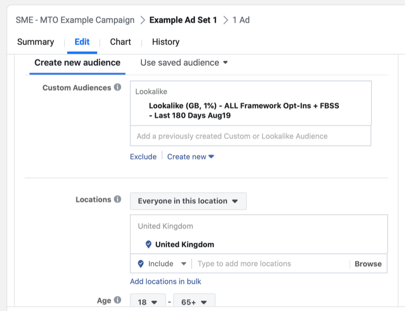 samm-sammult ülevaade mitme tekstivalikuga Facebooki kampaania loomiseks