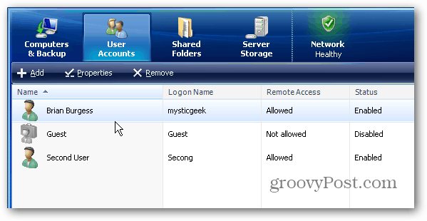 Kuidas lisada kasutajakontosid Windows Home Serverile