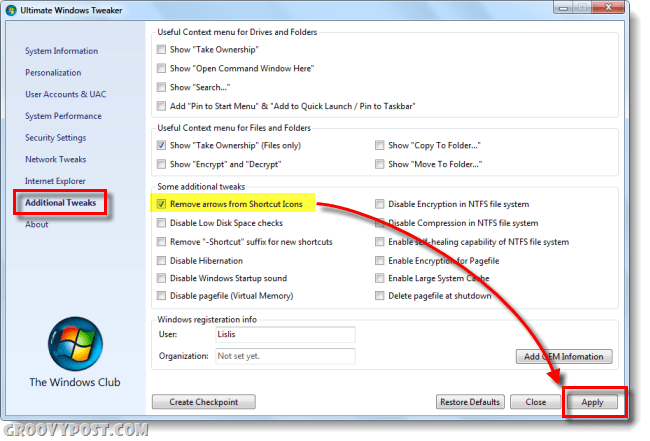 Kuidas eemaldada Windows 7 otsetee ikooni noole ülekattega