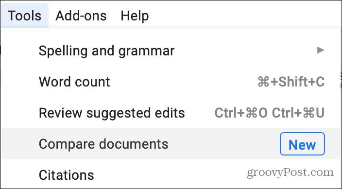 Tööriistad Google Docsi dokumentide võrdlemine