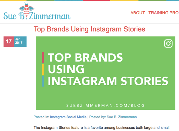 Sotsiaalmeedia eksamineerija 2017. aasta top 10 blogivõistluse võitja Sue B. Zimmerman.
