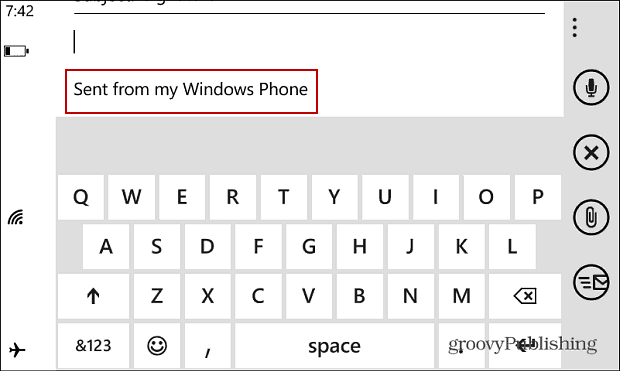 Windows Phone'i e-posti allkiri