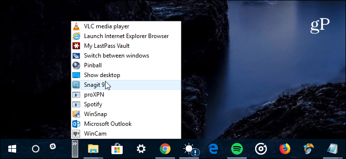 Kiirkäivitusriba Windows 10