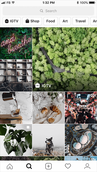 Instagram töötab välja vahekaardi Avastamiseks ümberkujundatud navigeerimisriba.