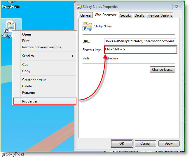 Windows 7 Loo uus kiirklahvide määramise menüü: ekraanipilt