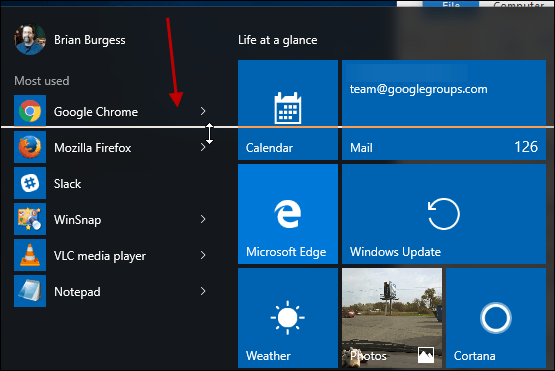 Muutke Windows 10 menüü Start suurust