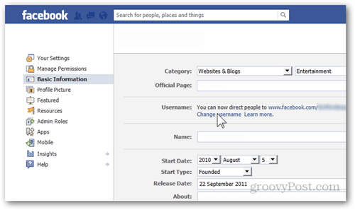 facebooki seadete eelistused põhiteave kasutajanimi muuta kasutajanime