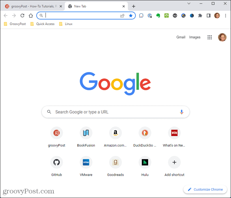 Uue vahelehe vaikeleht Chrome'is