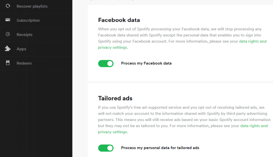 ühendage facebook spotify-st lahti