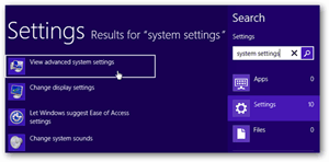Windows 8 seadete otsing