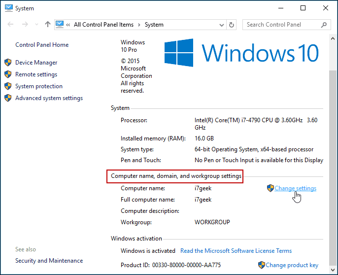 Seadete muutmine Windows 10 juhtpaneel