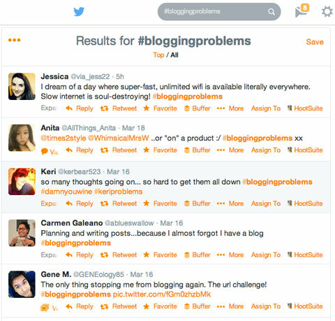 #bloggingproblems hashtagi otsing twitteris