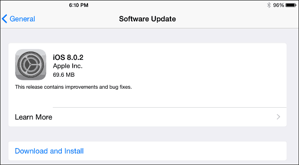 iOS 8.0.2 värskendus