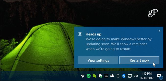 Taaskäivitage vajalik Windows 10 kumulatiivne värskendus