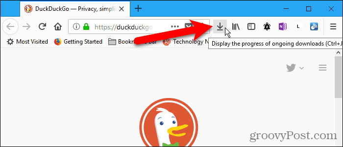 Nupp Laadib alla Firefoxi tööriistaribal