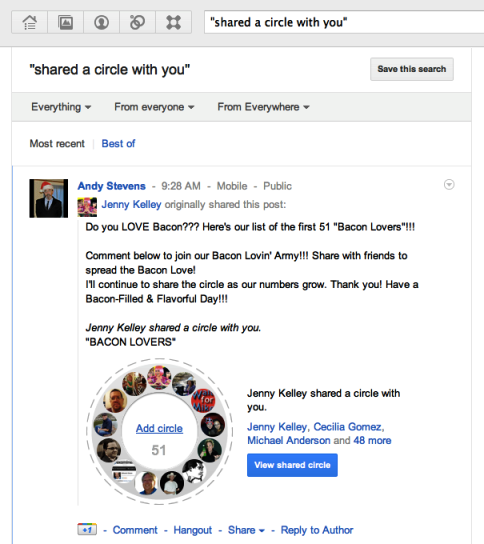 google + alustamine 5 jagatud suhtlusringi