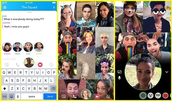Snapchat tutvustab grupivideovestlust kuni 16 inimesele.