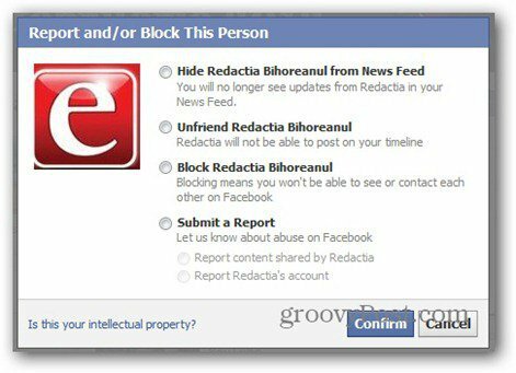 facebooki aruanne - blokeerimise võimalused