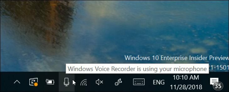 Windows 10 19H1 uue mikrofoni teade
