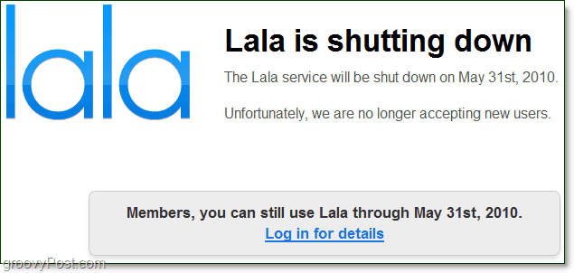 lala.com lülitub välja