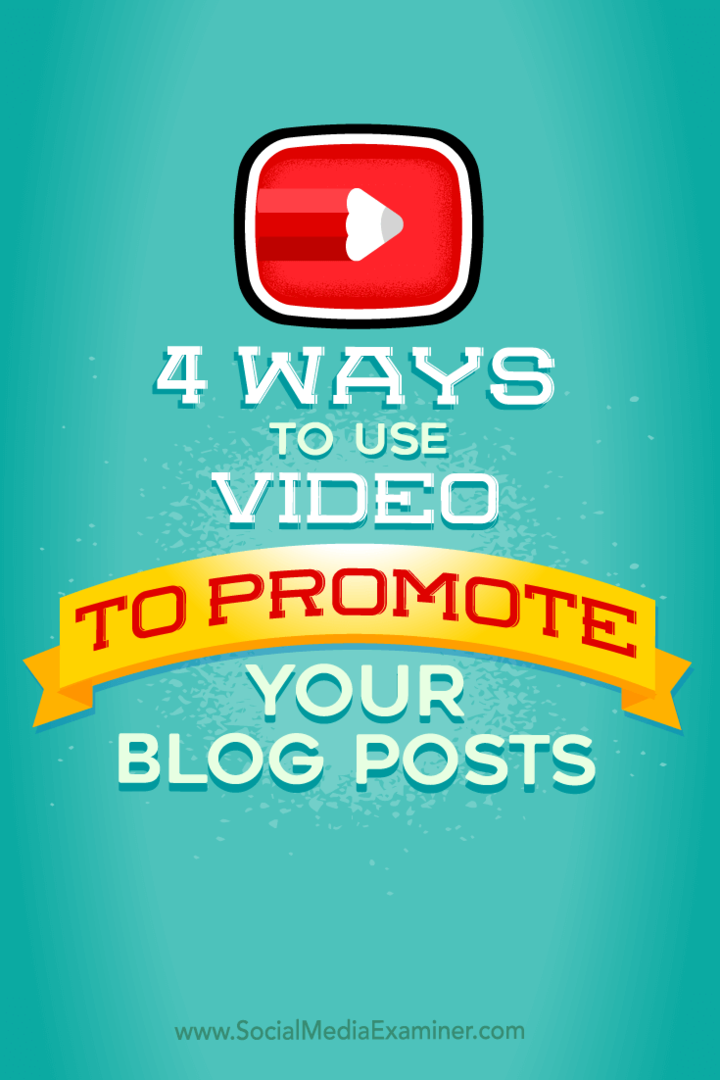 Näpunäited nelja viisi kohta, kuidas oma blogipostitusi videote abil reklaamida.